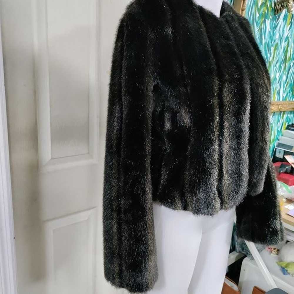 Vintage Spiegel Short Faux Fur Jacket XS/S Black … - image 10