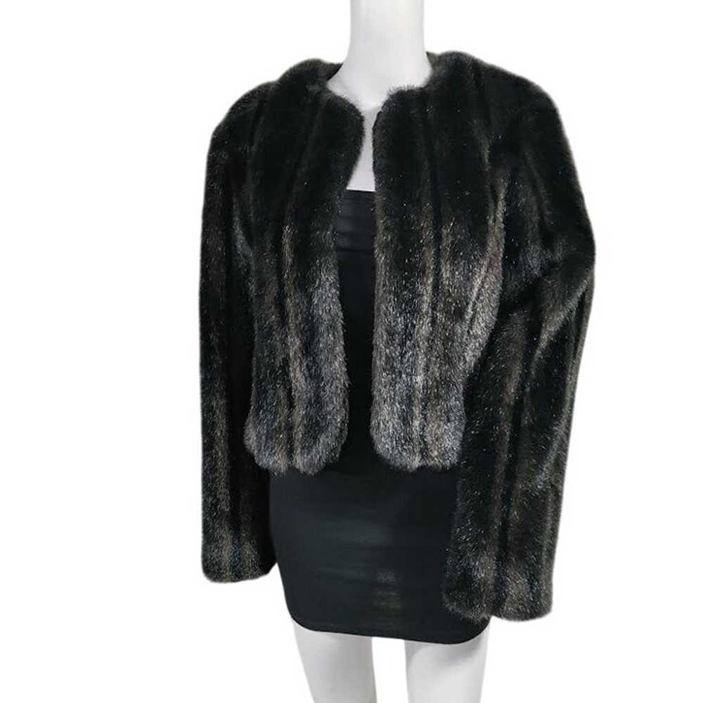 Vintage Spiegel Short Faux Fur Jacket XS/S Black … - image 1