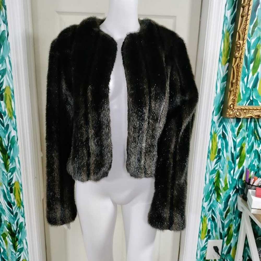 Vintage Spiegel Short Faux Fur Jacket XS/S Black … - image 2