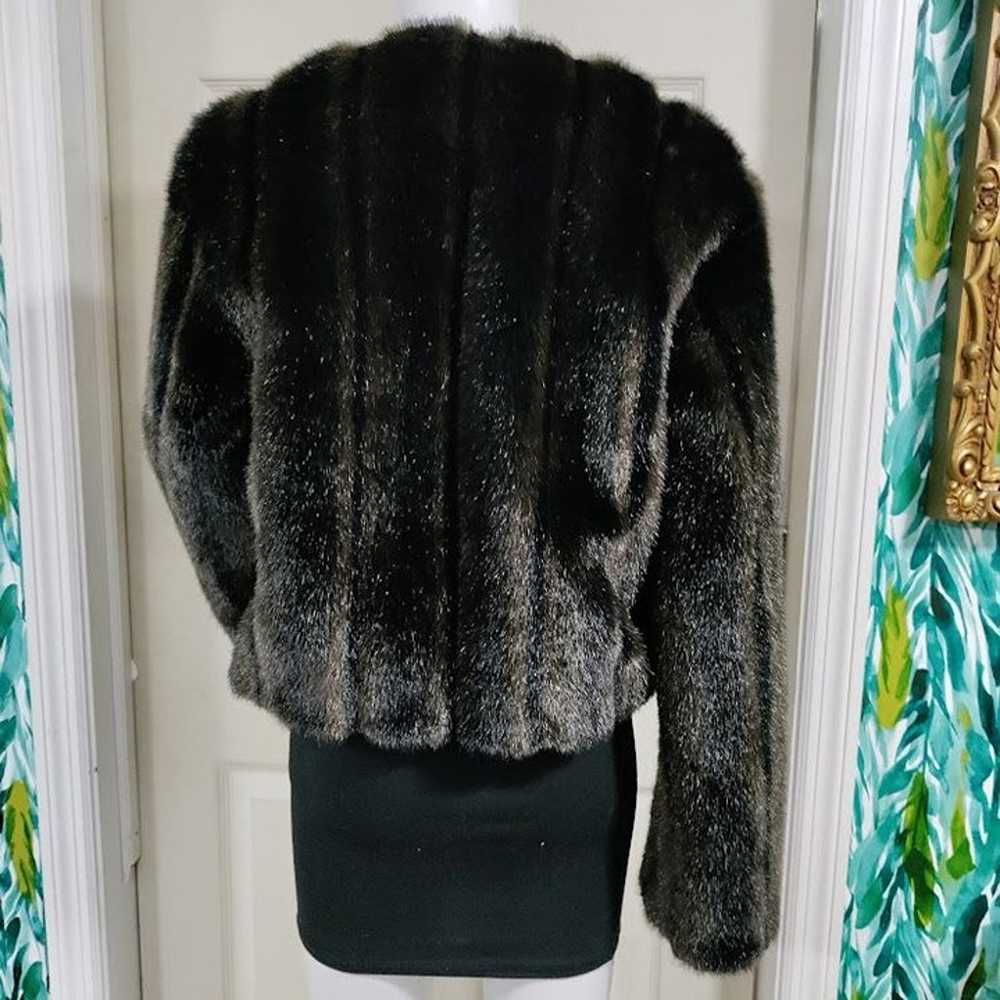 Vintage Spiegel Short Faux Fur Jacket XS/S Black … - image 3