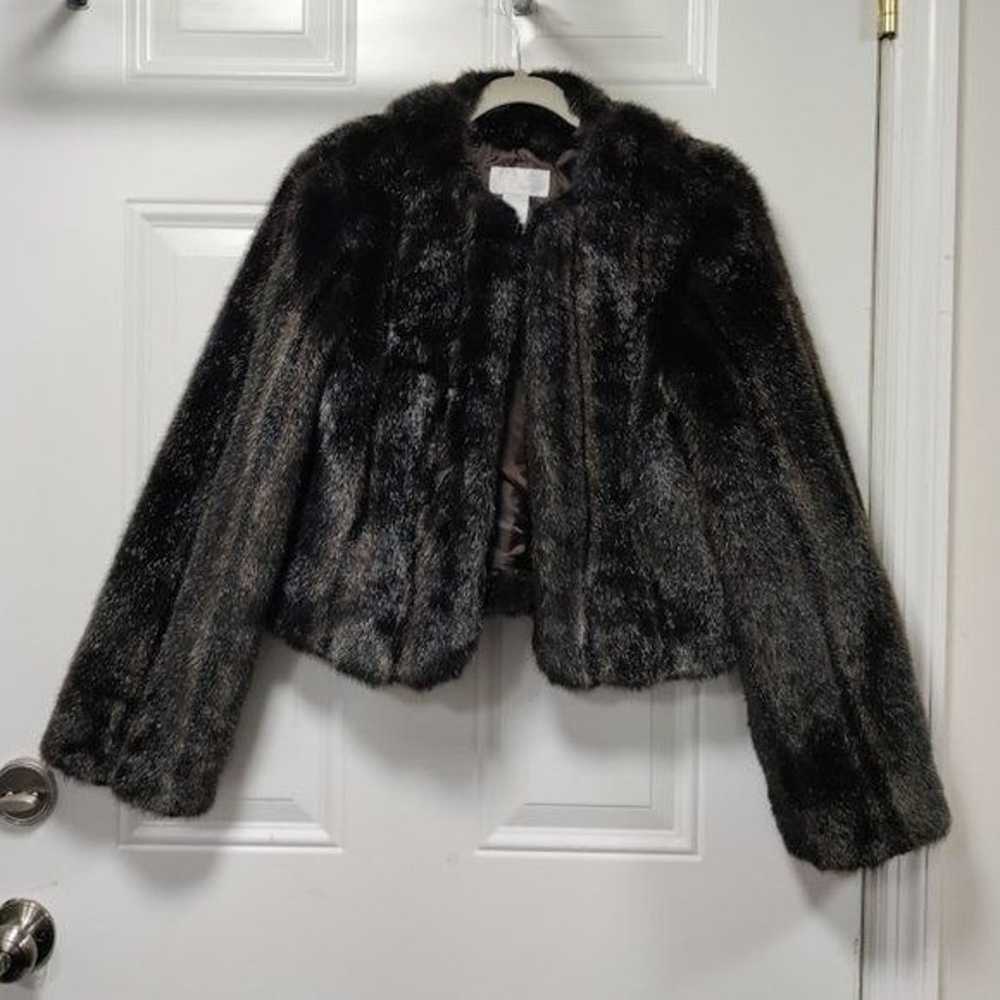 Vintage Spiegel Short Faux Fur Jacket XS/S Black … - image 4