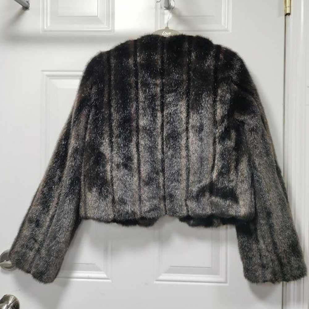 Vintage Spiegel Short Faux Fur Jacket XS/S Black … - image 5