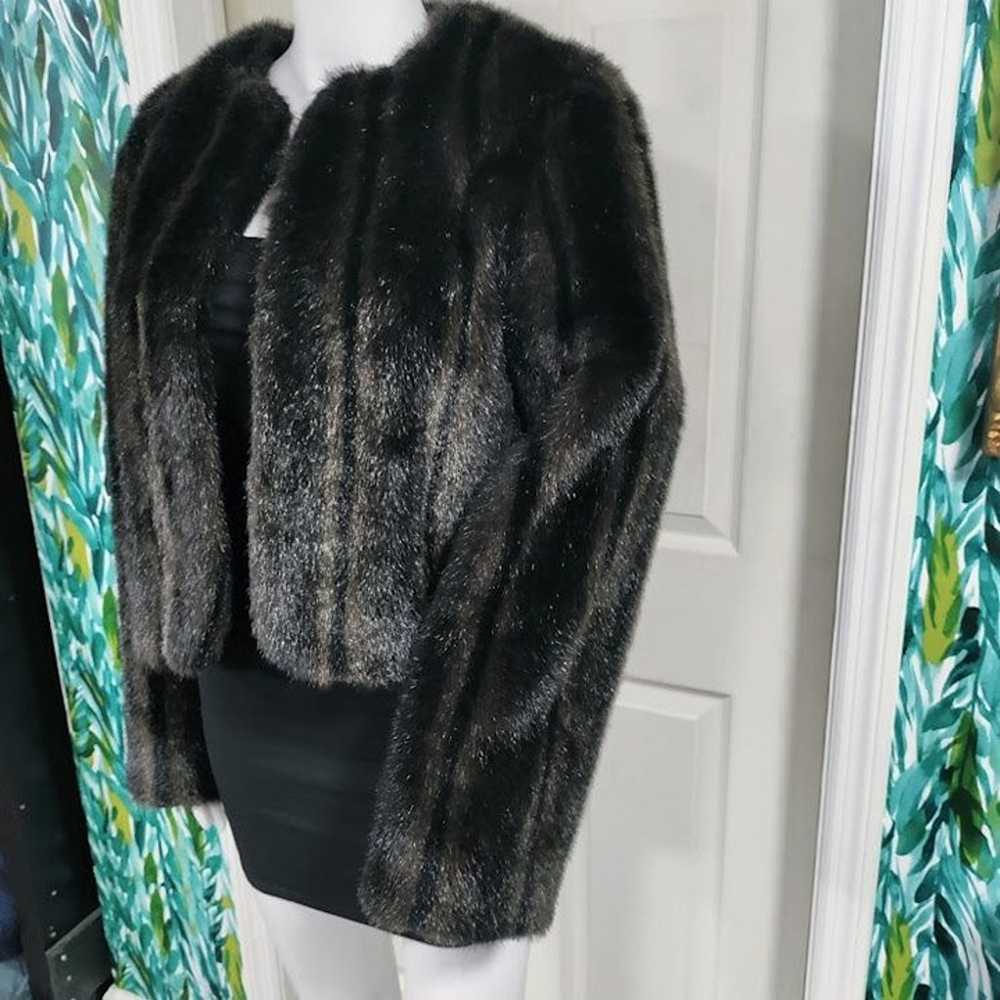 Vintage Spiegel Short Faux Fur Jacket XS/S Black … - image 9