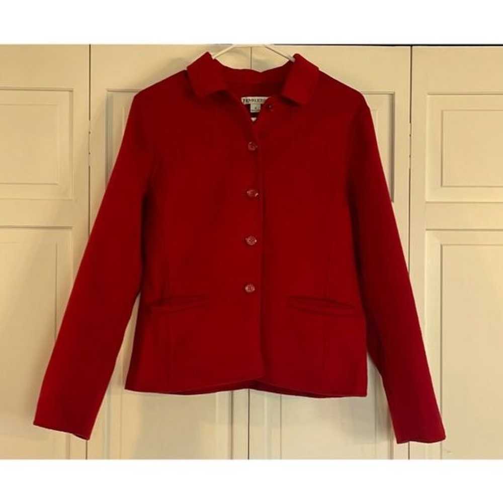 Pendleton 100% Merino Wool red blazer jacket small - image 10