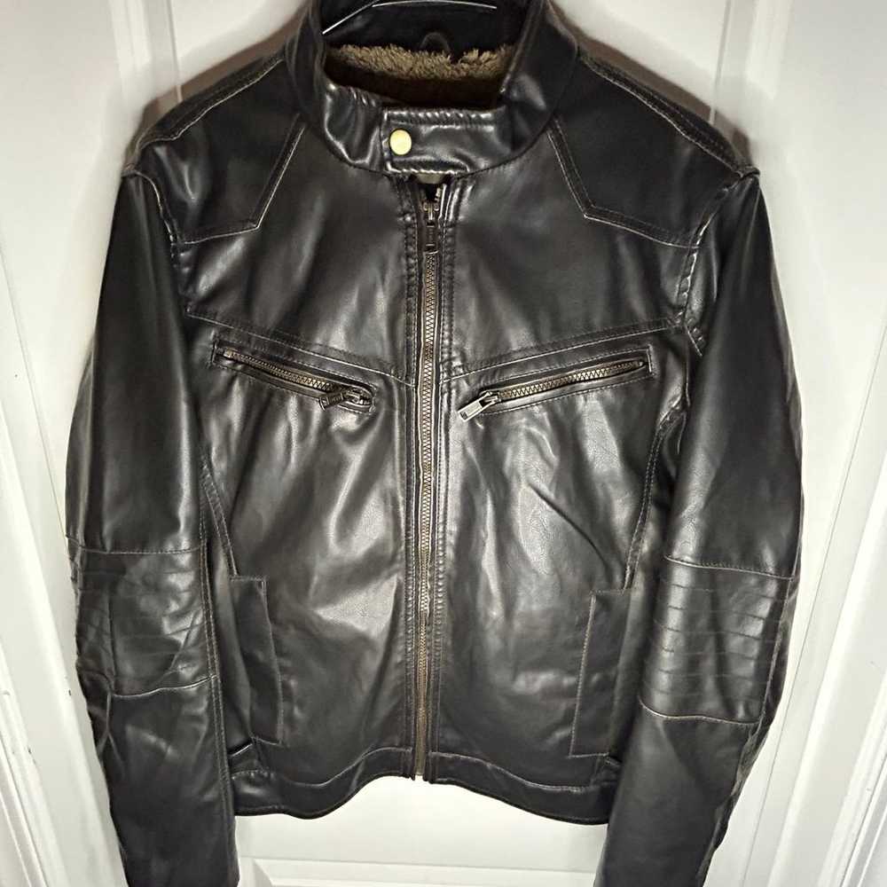 Vintage Y2k Fur Lined Leather Motorcycle Biker Ja… - image 1