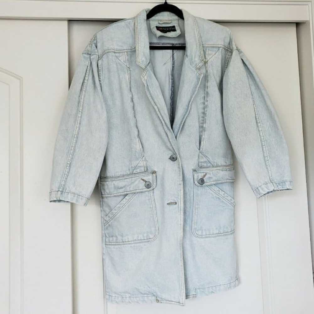 Andy John's Denim Jean trench coat size medium - image 7