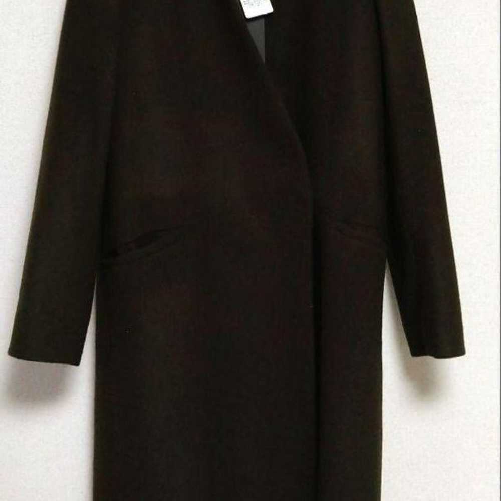 V-neck collarless coat - image 1