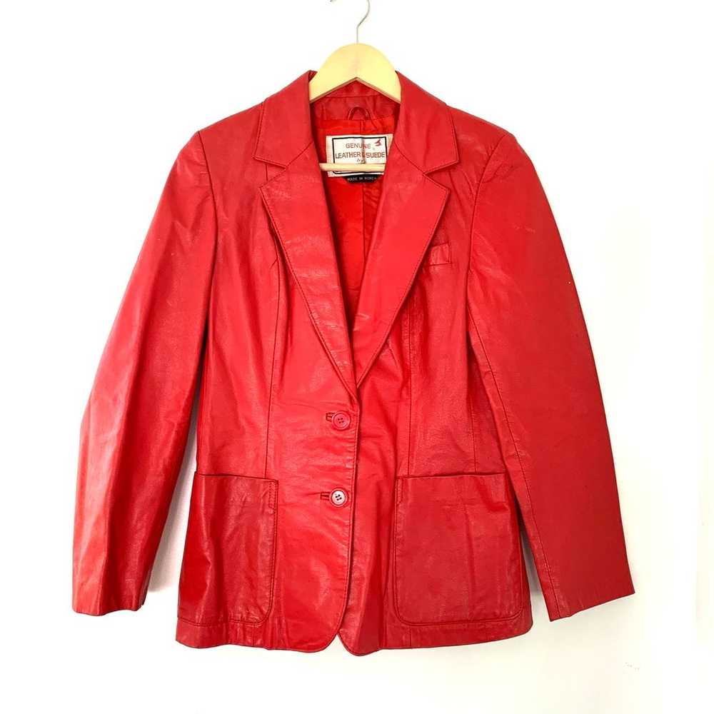 Juan Sebastian Vintage Genuine Leather Red Jacket… - image 1