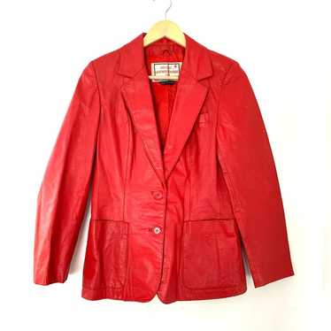 Juan Sebastian Vintage Genuine Leather Red Jacket… - image 1