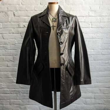 Leather Trench Coat Jacket Vintage