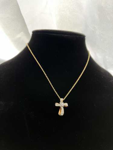 Vintage Vintage gold plated cross necklace - image 1