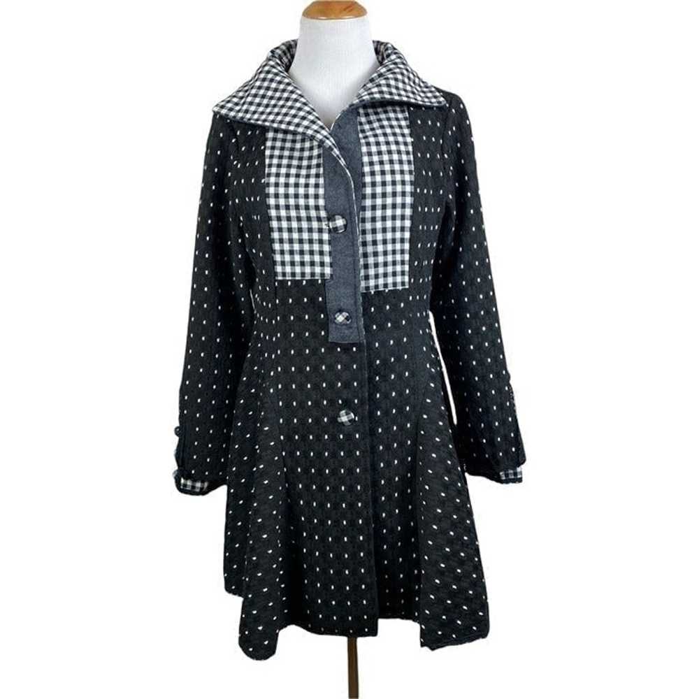 N By Nancy Skirted Jacket M Black White Gingham M… - image 1