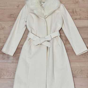 Natural Beauty Basic Fur-Trimmed Long Coat M, Whi… - image 1