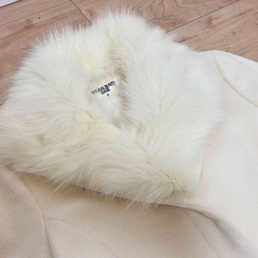 Natural Beauty Basic Fur-Trimmed Long Coat M, Whi… - image 3