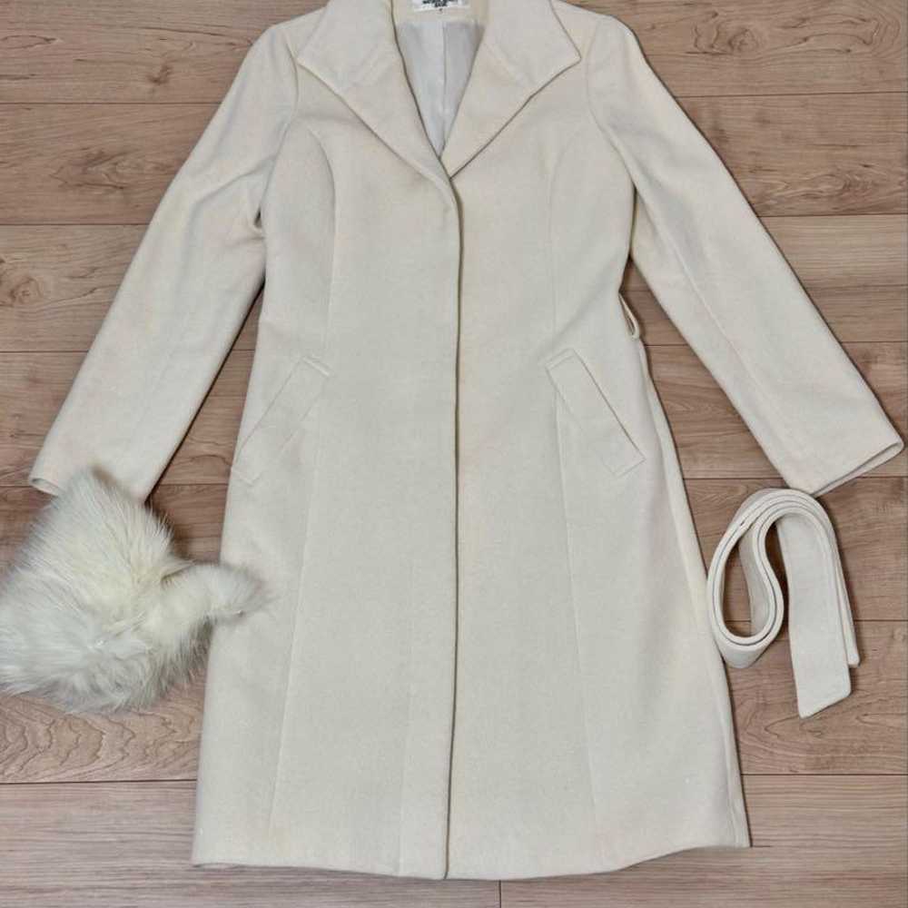 Natural Beauty Basic Fur-Trimmed Long Coat M, Whi… - image 6