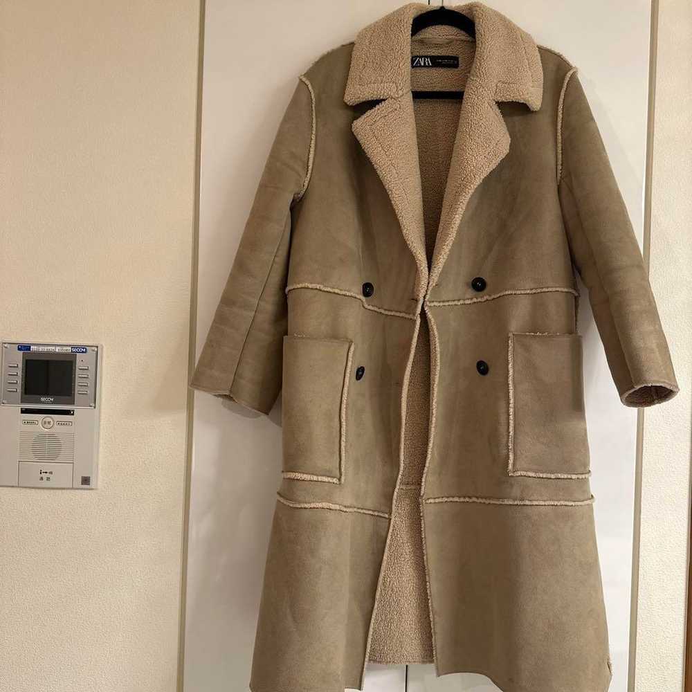 ZARA Shearling Coat M Beige - image 1