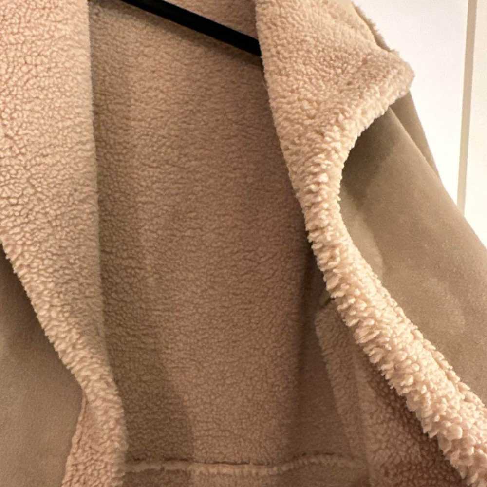 ZARA Shearling Coat M Beige - image 4