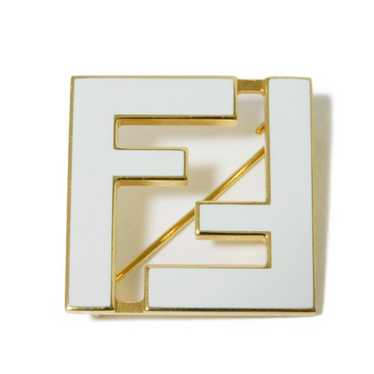 Fendi FENDI Brooch F is Forever Brass Gold White … - image 1