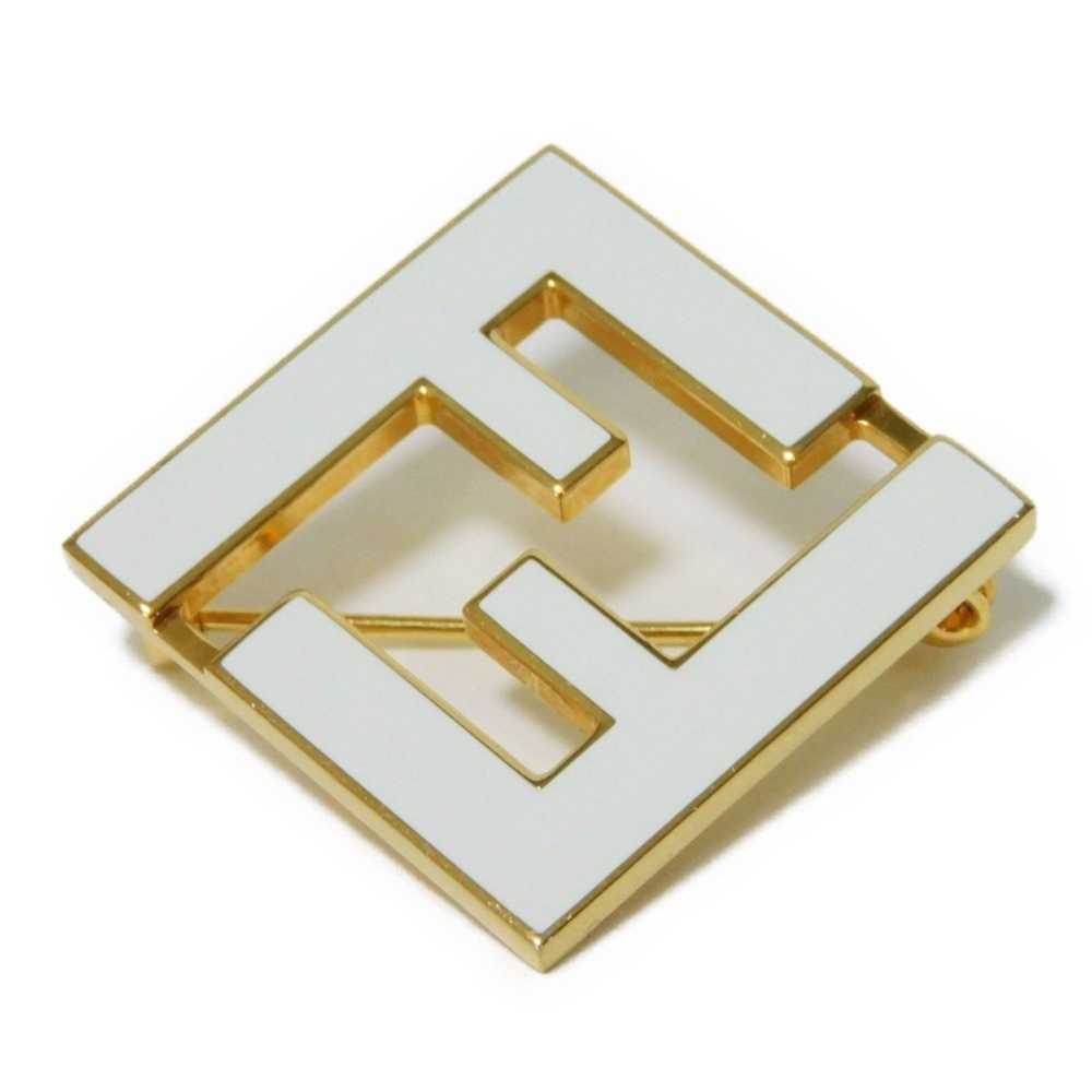 Fendi FENDI Brooch F is Forever Brass Gold White … - image 2