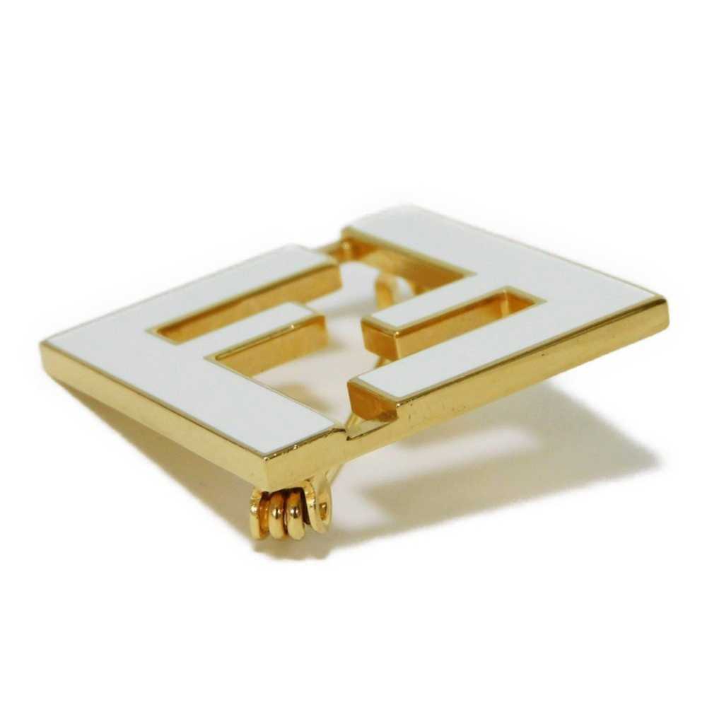 Fendi FENDI Brooch F is Forever Brass Gold White … - image 3