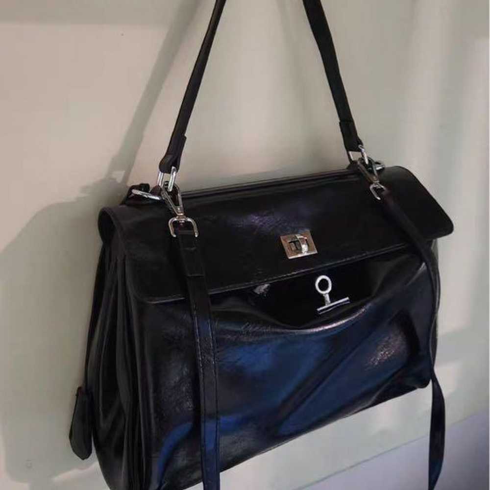 Black Leather Handbag - image 2