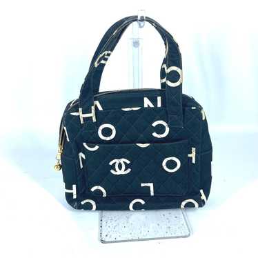 CHANEL Handbag canvas black vintage CC logo all-o… - image 1