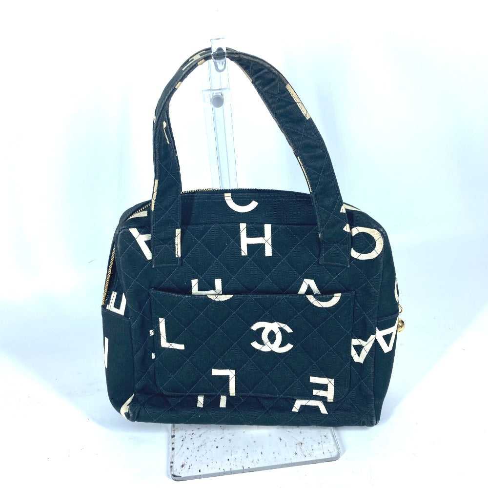 CHANEL Handbag canvas black vintage CC logo all-o… - image 2