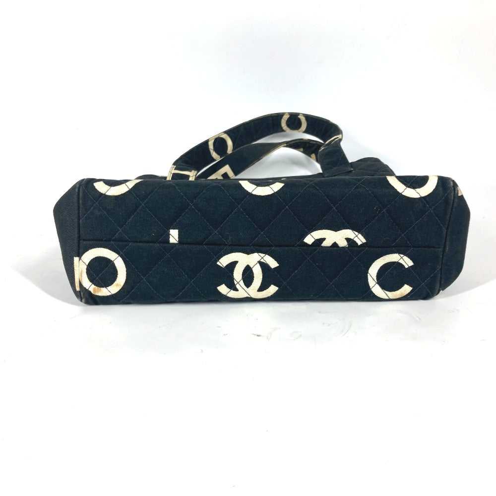 CHANEL Handbag canvas black vintage CC logo all-o… - image 5