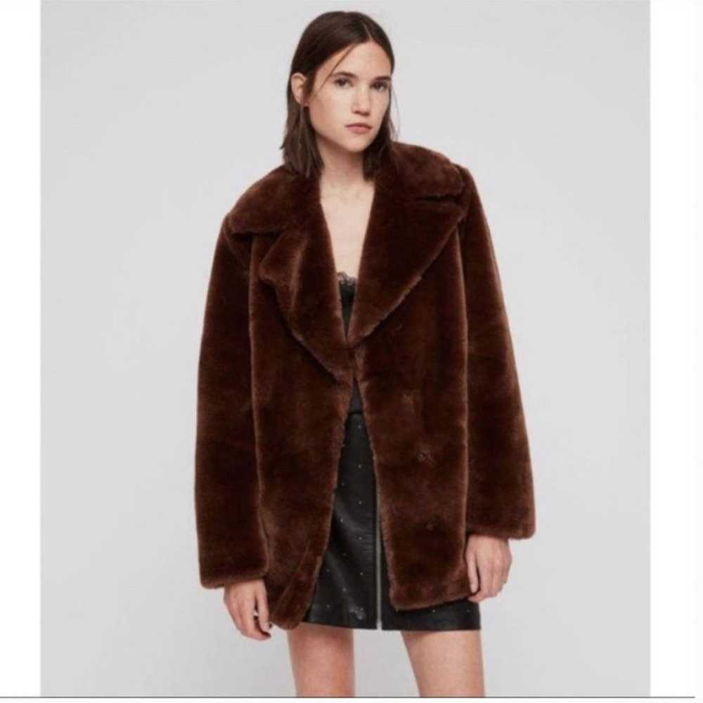 Allsaints AllSaints Amice Brown Faux Fur Coat Bar… - image 1