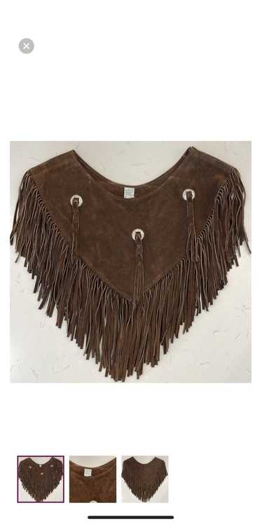 Vintage Genuine suede and leather shawl