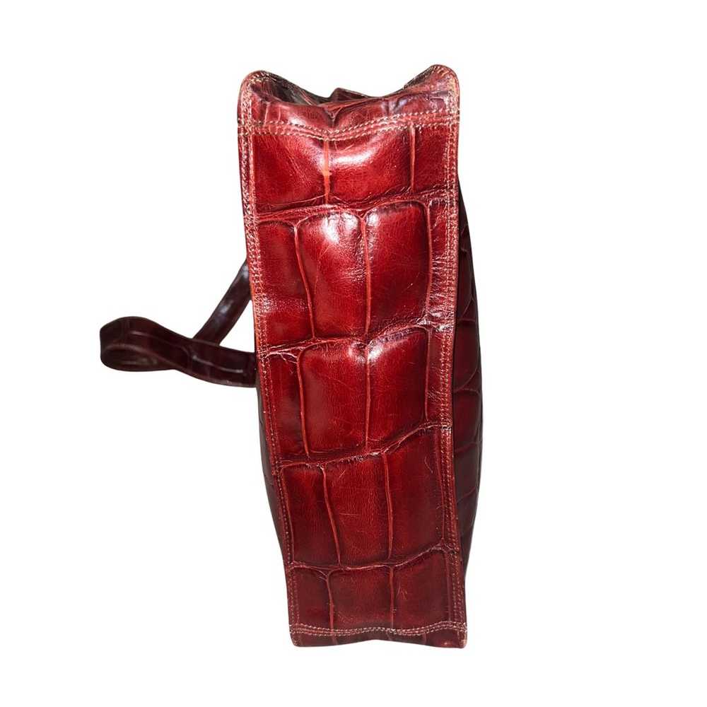 Italian Leather Cross Body Purse Burgundy Croc Em… - image 5