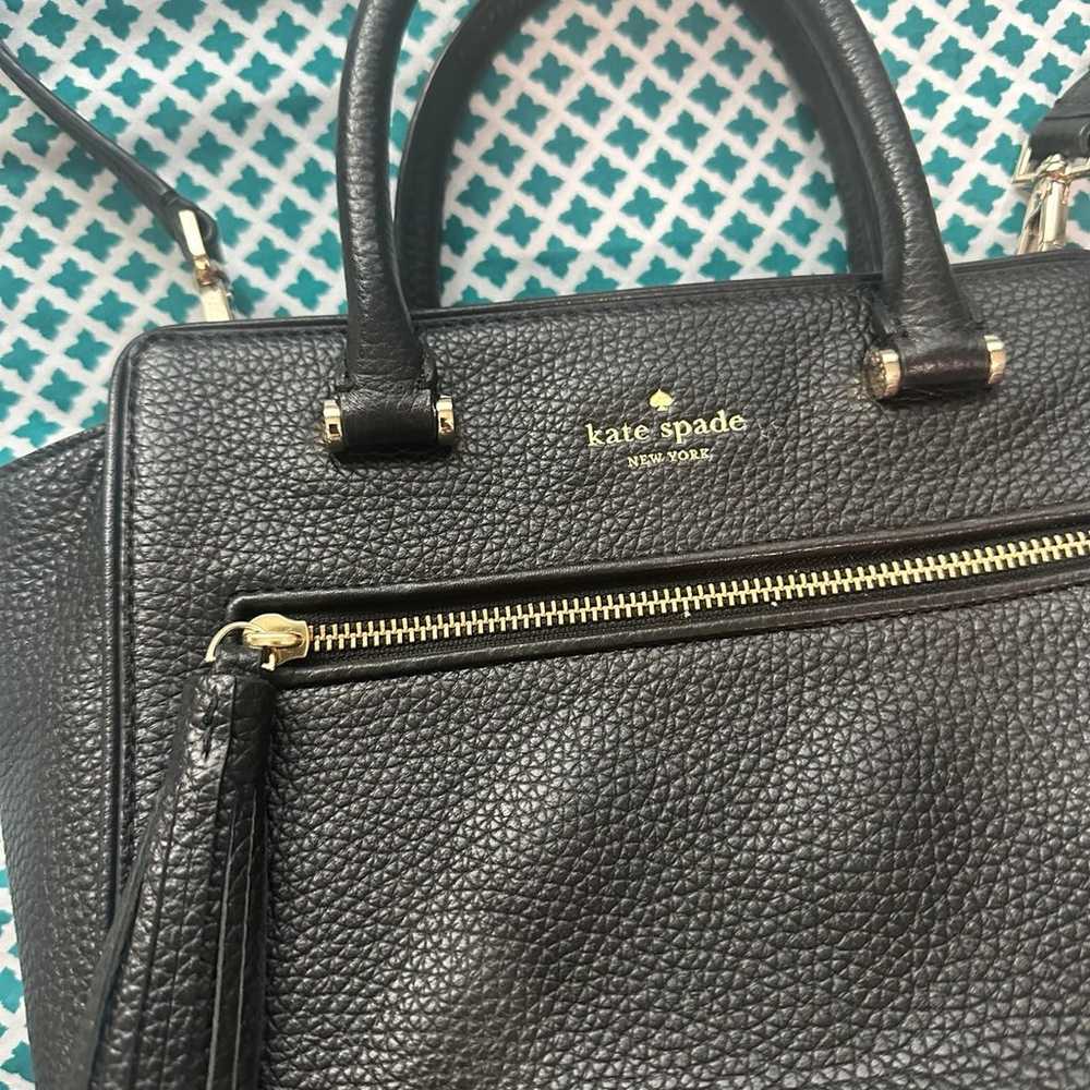 KATE SPADE~BLACK PEBBLED LEATHER SATCHEL TOTE CRO… - image 2