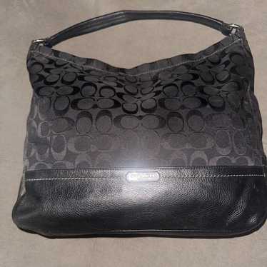 Coach Park Signature Logo Large Hobo Canvas Black 