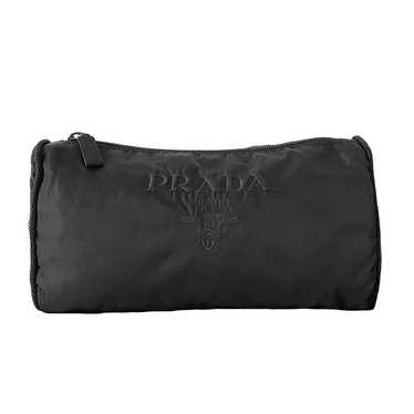 Prada black nylon embroidered logo vintage large p