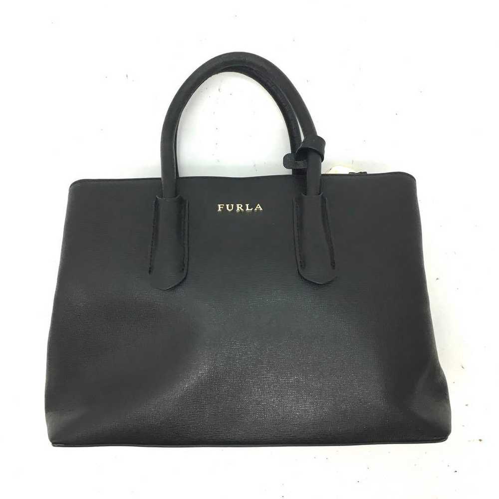 Furla Hand Tote Bag Leather Formal Business Black… - image 1