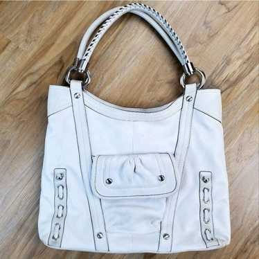 B. Makowski White Genuine Leather Hobo Purse - image 1