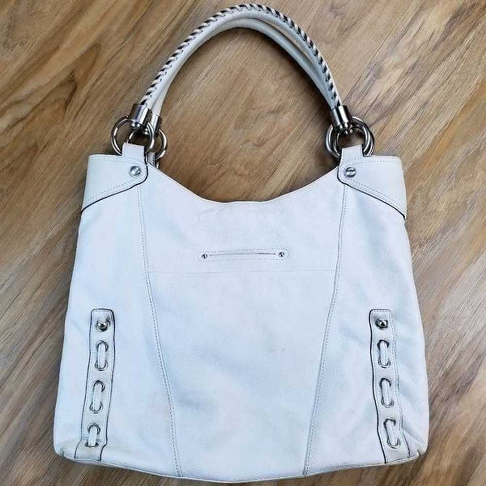 B. Makowski White Genuine Leather Hobo Purse - image 2