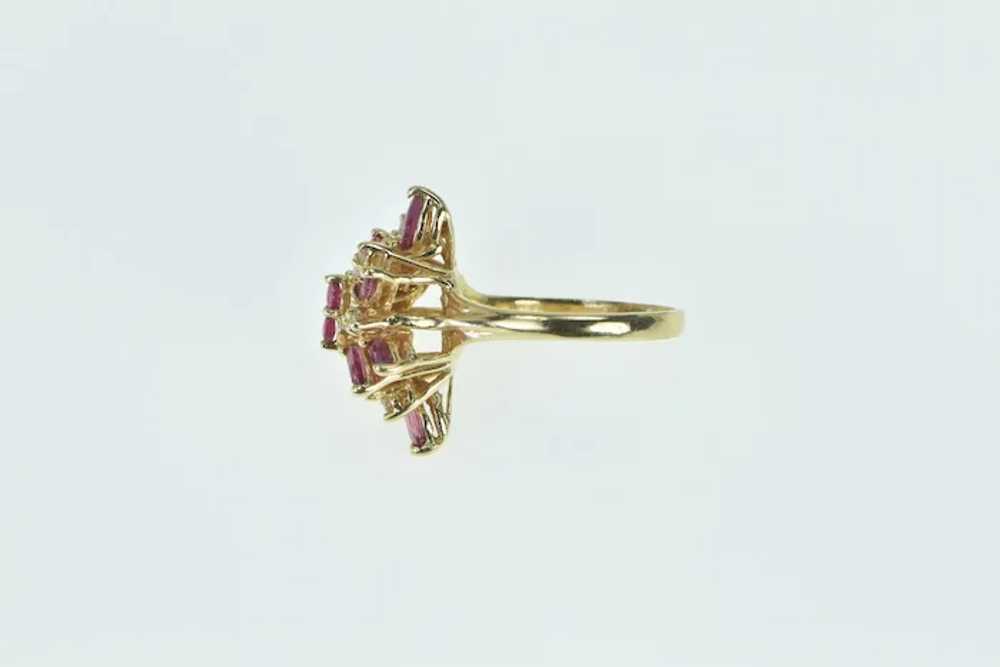 14K Marquise Ruby Diamond Cluster Statement Ring … - image 2