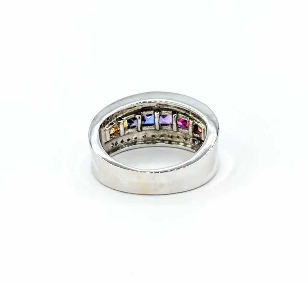 Multi-Color Sapphire & Diamond Ring in White Gold - image 9