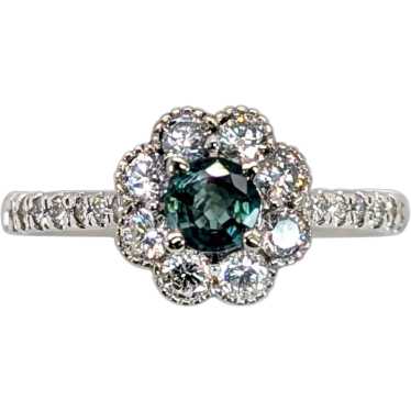 Dainty Round Alexandrite Ring w Natural Diamond A… - image 1