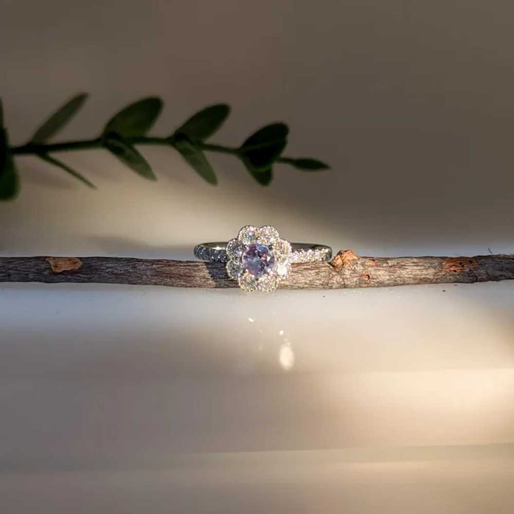 Dainty Round Alexandrite Ring w Natural Diamond A… - image 7