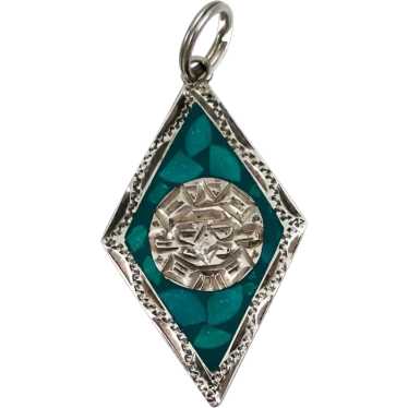 Sterling & Turquoise Mexican Aztec Pendant 1950's