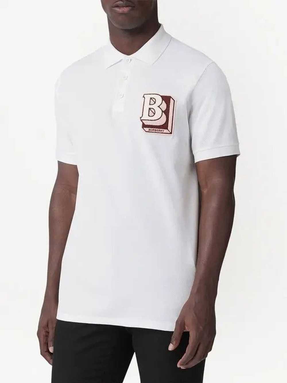 Burberry White Chenille Logo Patch Polo - image 3