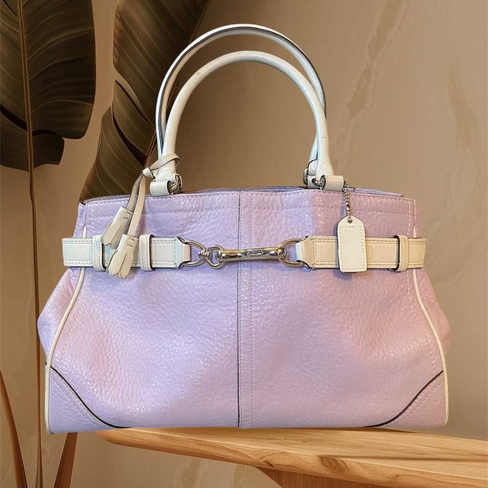 Vintage Y2K Coach Hamptons Large Lilac Purple Lea… - image 11