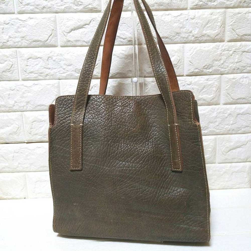 【Excellent Condition】genten Tote Bag Leather Khak… - image 2