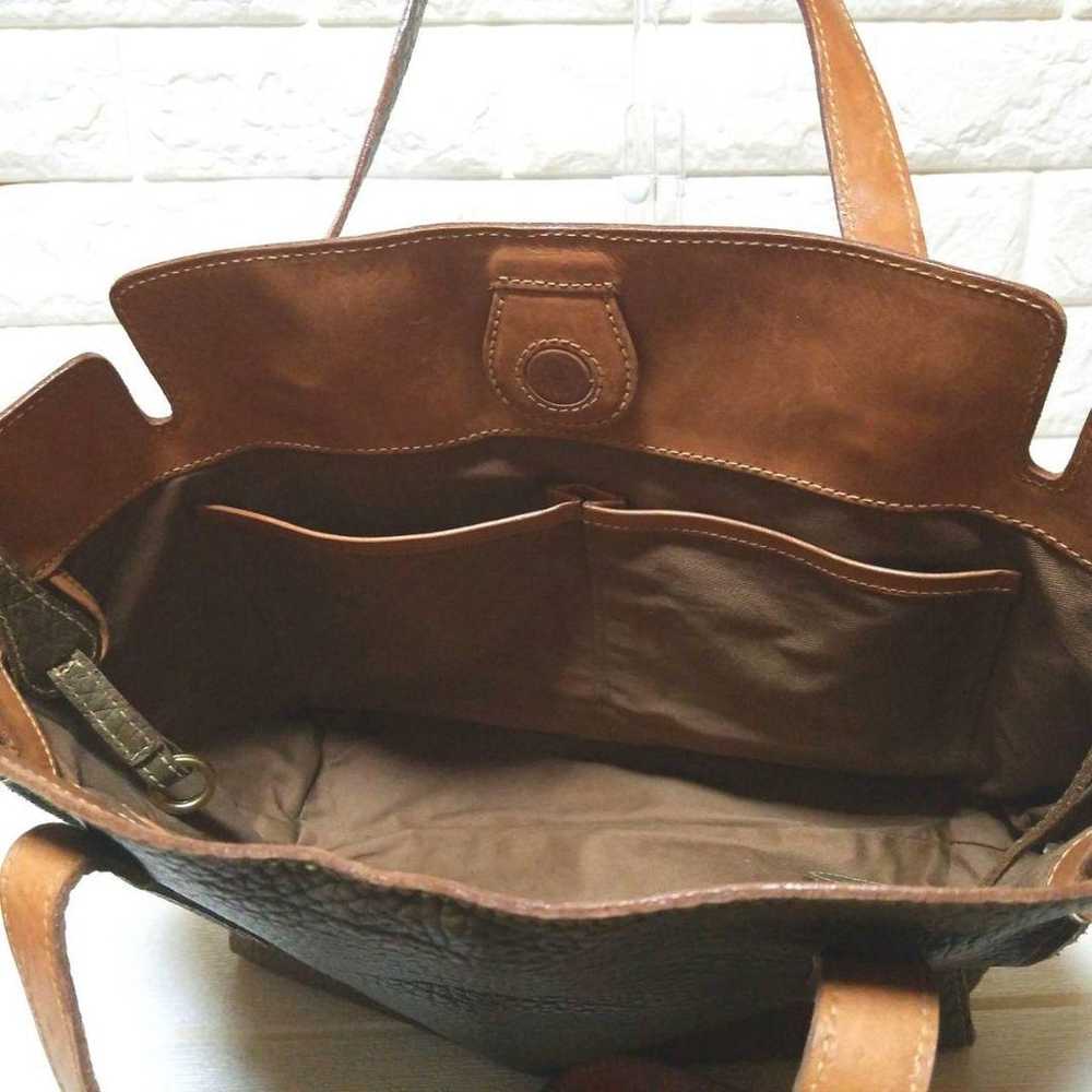 【Excellent Condition】genten Tote Bag Leather Khak… - image 6