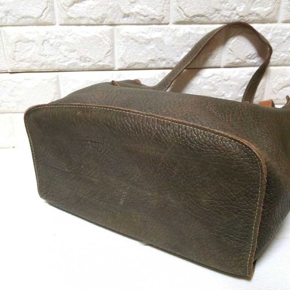 【Excellent Condition】genten Tote Bag Leather Khak… - image 7