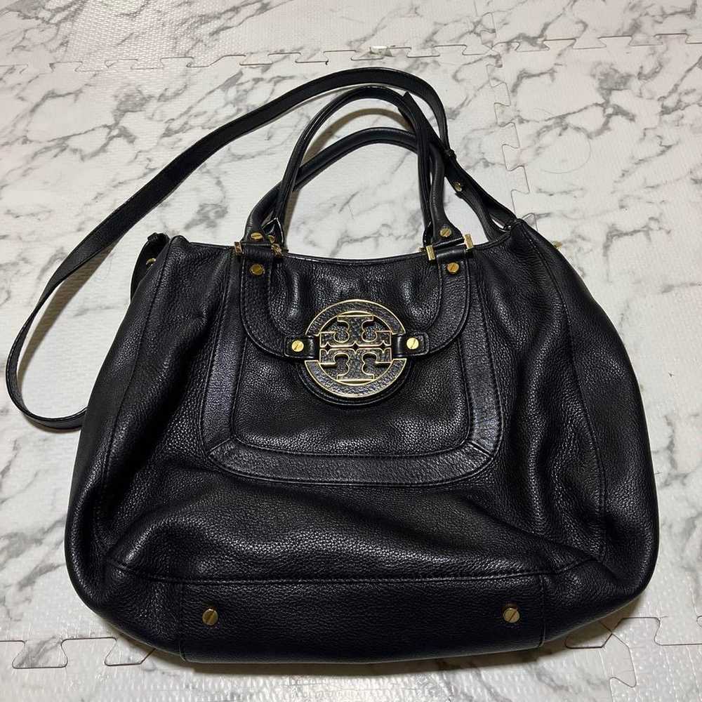 Tory Burch black leather shoulder bag - image 1