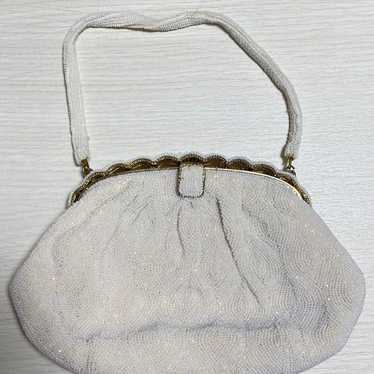 Lovely clasp bead bag in cream white and gold. - image 1