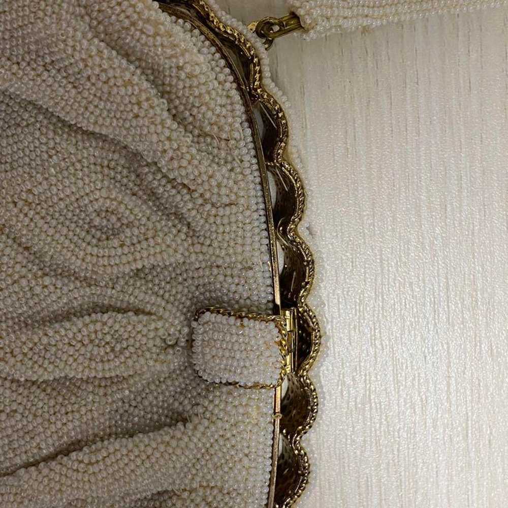 Lovely clasp bead bag in cream white and gold. - image 2